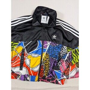 Adidas RICH MNISI Womens Multi-Color Crop Medium Track Tennis Windbreaker Jacket